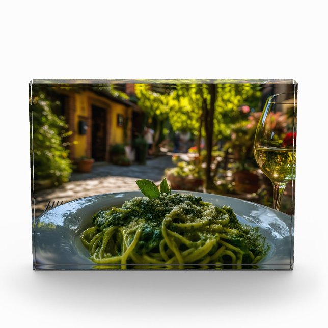 Spaghetti mit Creamy Spinach Sauce Fotoblock (Vorderseite)