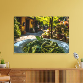 Spaghetti mit Creamy Spinach Sauce Leinwanddruck