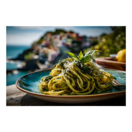 Spaghetti mit Lemon Basil Pesto - Coastal Terrace Poster