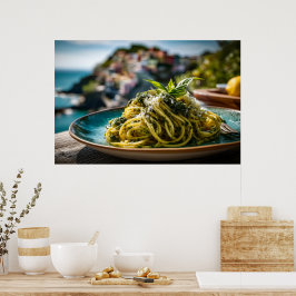 Spaghetti mit Lemon Basil Pesto - Coastal Terrace Poster