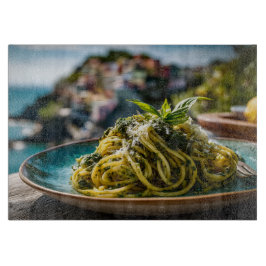 Spaghetti mit Lemon Basil Pesto - Coastal Terrace Schneidebrett