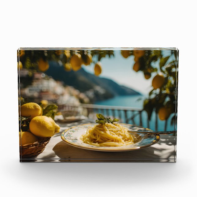 Spaghetti mit Lemon Cream Sauce Fotoblock (Vorderseite)