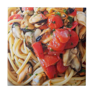 Spaghetti mit Mussels Keramik Tile Fliese
