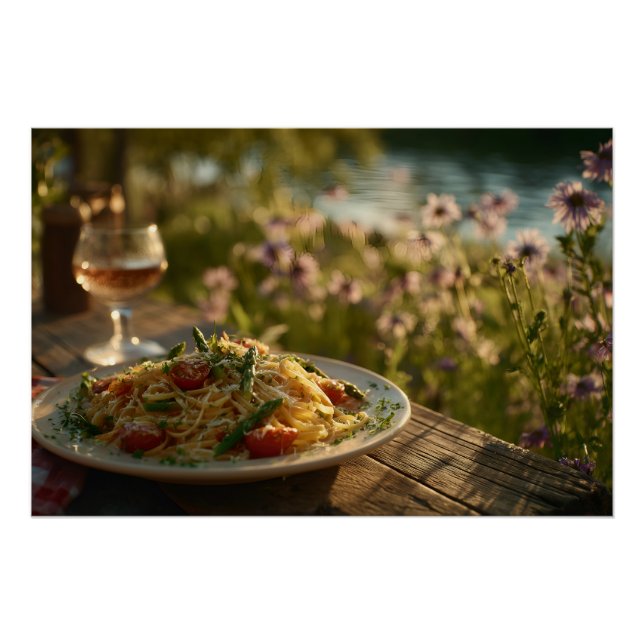 Spaghetti mit Spargel Tipps von der Riverbank Poster (Vorderseite)