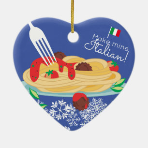 Spaghetti Nudeln mit italienischer Küche Weihnacht Keramik Ornament