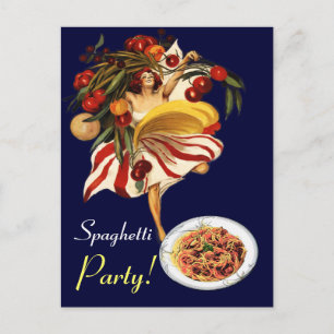 SPAGHETTI PARTY DANCE, ITALIENISCHE KÜCHE UND TOMA EINLADUNGSPOSTKARTE