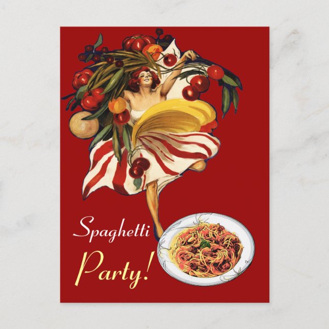 SPAGHETTI PARTY DANCE, ITALIENISCHE KÜCHE UND TOMA POSTKARTE (Vorderseite)