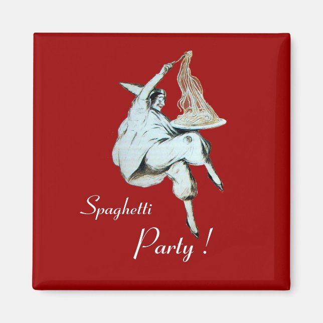 SPAGHETTI PARTY ITALIEN KÜCHE, RESTAURANT rot Magnet (Vorne)
