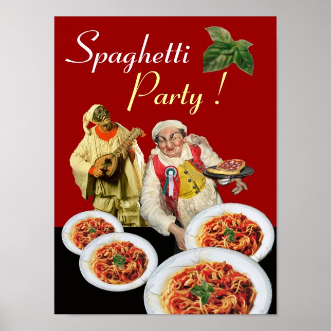 SPAGHETTI PARTY, Italienische Küche, Koch, Pulcine Poster (Vorne)