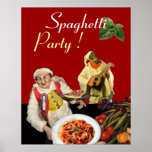 SPAGHETTI-PARTY,Italienische Küche,Koch,Pulcinella Poster
