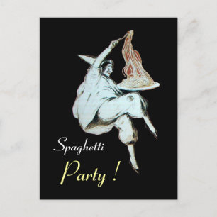 SPAGHETTI PARTY ITALIENISCHE KÜCHE, RESTAURANT EINLADUNGSPOSTKARTE