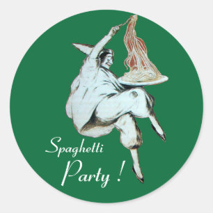 SPAGHETTI PARTY ITALIENISCHE KÜCHE, RESTAURANT grü Runder Aufkleber
