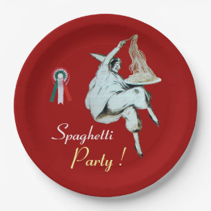 SPAGHETTI-PARTY ITALIENISCHE KÜCHE, RESTAURANT rot Pappteller