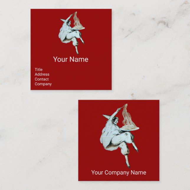 SPAGHETTI PARTY ITALIENISCHE KÜCHE, RESTAURANT Rot Quadratische Visitenkarte (Vorne/Hinten)