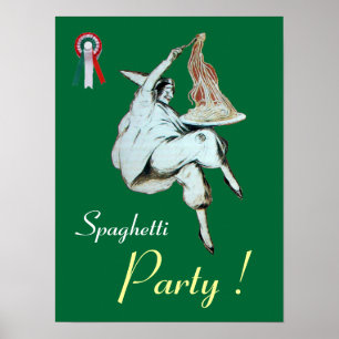 SPAGHETTI-PARTY, ITALIENISCHE KÜCHE, rot grün weiß Poster