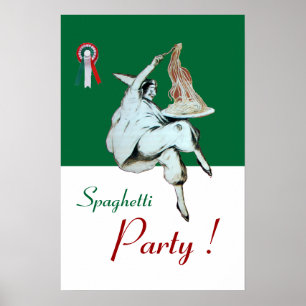 SPAGHETTI-PARTY, ITALIENISCHE KÜCHE, rot grün weiß Poster