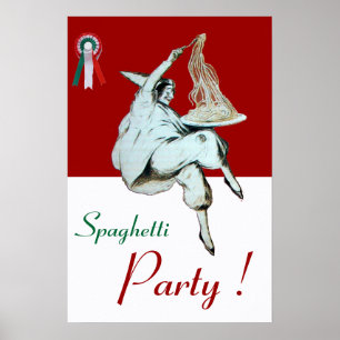 SPAGHETTI-PARTY, ITALIENISCHE KÜCHE, rot grün weiß Poster