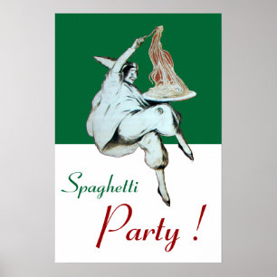 SPAGHETTI-PARTY, ITALIENISCHE KÜCHE, rot grün weiß Poster