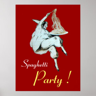 SPAGHETTI-PARTY, ITALIENISCHE KÜCHE ,rot Poster