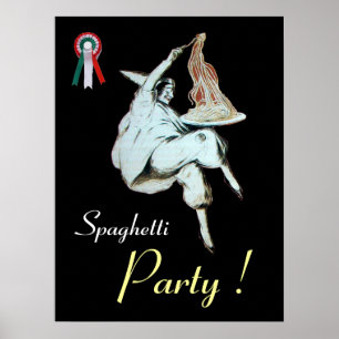 Spaghetti-Party, italienische Küche, rot schwarz w Poster