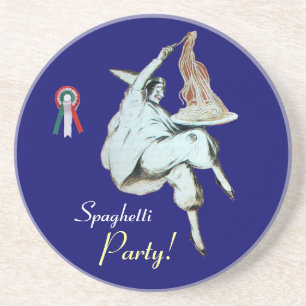 SPAGHETTI PARTY, ITALIENISCHE KÜCHE, rot-weiß Getränkeuntersetzer