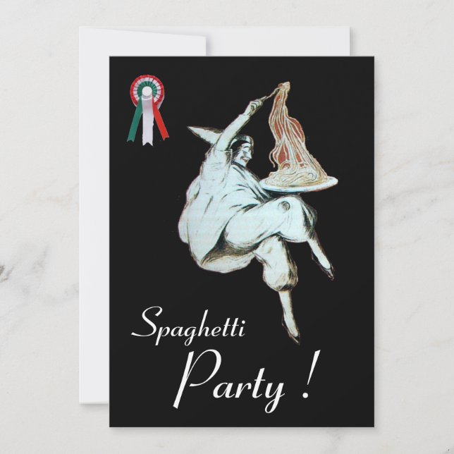 SPAGHETTI PARTY, ITALIENISCHE KÜCHE Rotes Abendess Einladung (Vorderseite)