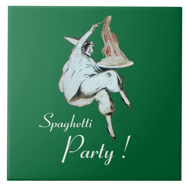 SPAGHETTI PARTY, ITALIENISCHE KÜCHE Rotes Abendess Fliese (Vorderseite)
