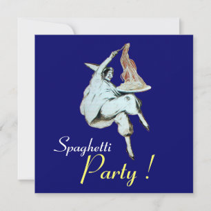 SPAGHETTI PARTY, ITALIENISCHES KÜCHE, blaues Abend Einladung