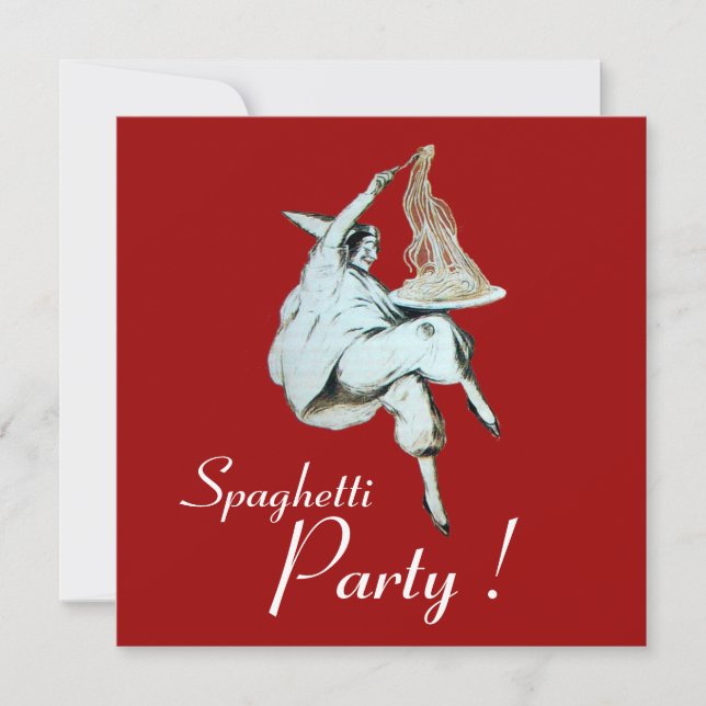 SPAGHETTI PARTY, ITALIENISCHES KÜCHE Rotes grünes  Einladung (Vorderseite)