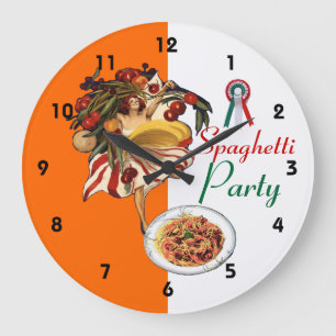 SPAGHETTI-PARTY-TANZ, ITALIENISCHE KÜCHE UND TOMAT GROßE WANDUHR