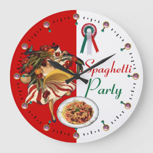 SPAGHETTI-PARTY-TANZ, ITALIENISCHE KÜCHE UND TOMAT GROßE WANDUHR