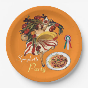 SPAGHETTI-PARTY-TANZ, ITALIENISCHE KÜCHE UND TOMAT PAPPTELLER