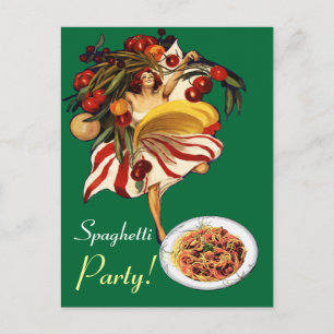 SPAGHETTI-PARTY-TANZ, ITALIENISCHE KÜCHE UND TOMAT POSTKARTE