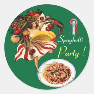 SPAGHETTI-PARTY-TANZ, ITALIENISCHE KÜCHE UND TOMAT RUNDER AUFKLEBER