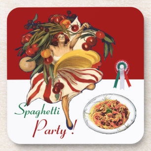SPAGHETTI-PARTY-TANZ, ITALIENISCHE KÜCHE UND TOMAT UNTERSETZER
