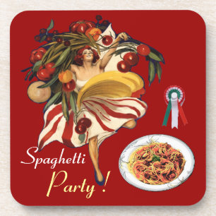 SPAGHETTI-PARTY-TANZ, ITALIENISCHE KÜCHE UND TOMAT UNTERSETZER
