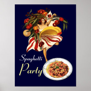 SPAGHETTI-PARTY-TANZ,ITALIENISCHE KÜCHE UND TOMATE POSTER