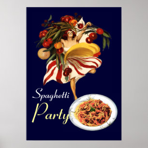 SPAGHETTI-PARTY-TANZ,ITALIENISCHE KÜCHE UND TOMATE POSTER