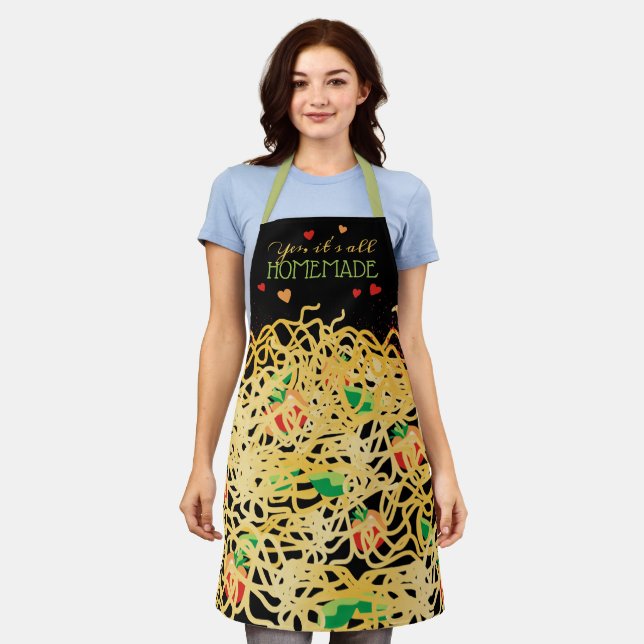 Spaghetti Pasta Italienische Küche personalisiert Schürze (Getragen)