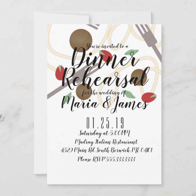 Spaghetti Pasta Italienisches Abendessen Utensitie Ankündigung (Vorderseite)