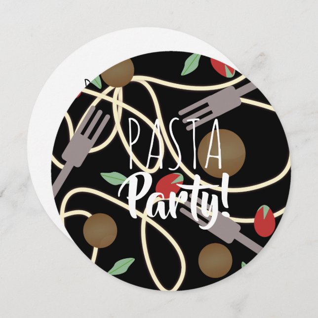 Spaghetti Pasta Italienisches Abendessen Utensitie Einladung (Vorne/Hinten)