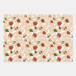 Spaghetti Pasta Italienisches Essen mit Tomate Geschenkpapier Set