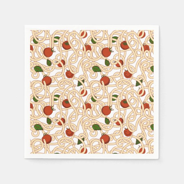 Spaghetti Pasta Italienisches Essen mit Tomate Serviette (Vorderseite)