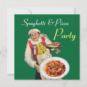 SPAGHETTI & PIZA PARTY, ITALIEN KÜCHE grün Einladung