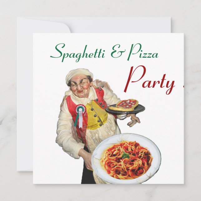 SPAGHETTI & PIZA PARTY, ITALIEN KÜCHE rot Einladung (Vorderseite)