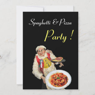 SPAGHETTI & PIZZA PARTY, RESTAURANT schwarz grün Einladung