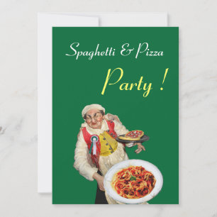 SPAGHETTI & PIZZA PARTY, RESTAURANT schwarz grün Einladung