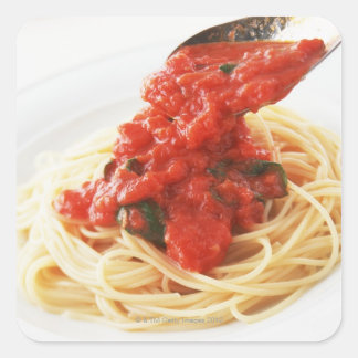 Spaghetti Pomodoro Quadratischer Aufkleber