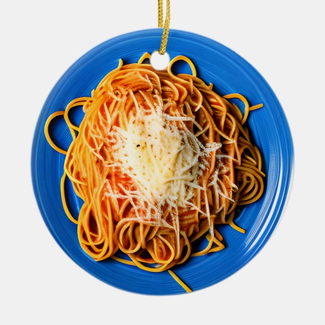 Spaghetti Pun Christmas Keramik Ornament (Vorne)