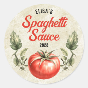 Spaghetti-Sauce im individuellen Vintage-Stil einm Runder Aufkleber